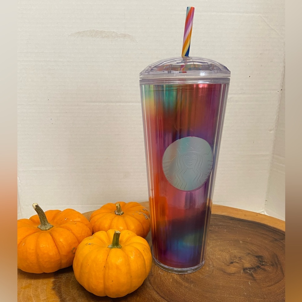 Starbucks Rainbow 🌈 Frosted Water Drink Tumbler NWT